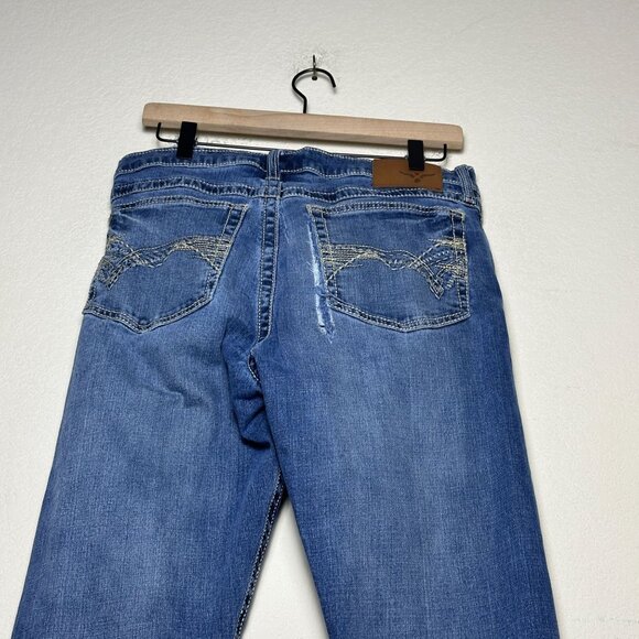 Y2K Wrangler 20X Denim Jean Pant Men 32x34 Bootcut Western Indie Embroidered - Picture 2 of 12